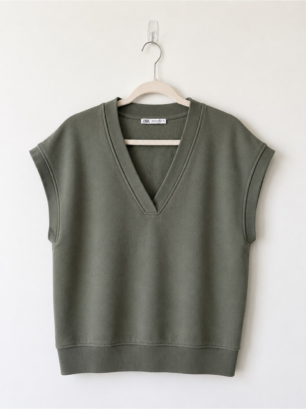 ZARA Olive Green Crewneck Fleece Sweatshirt